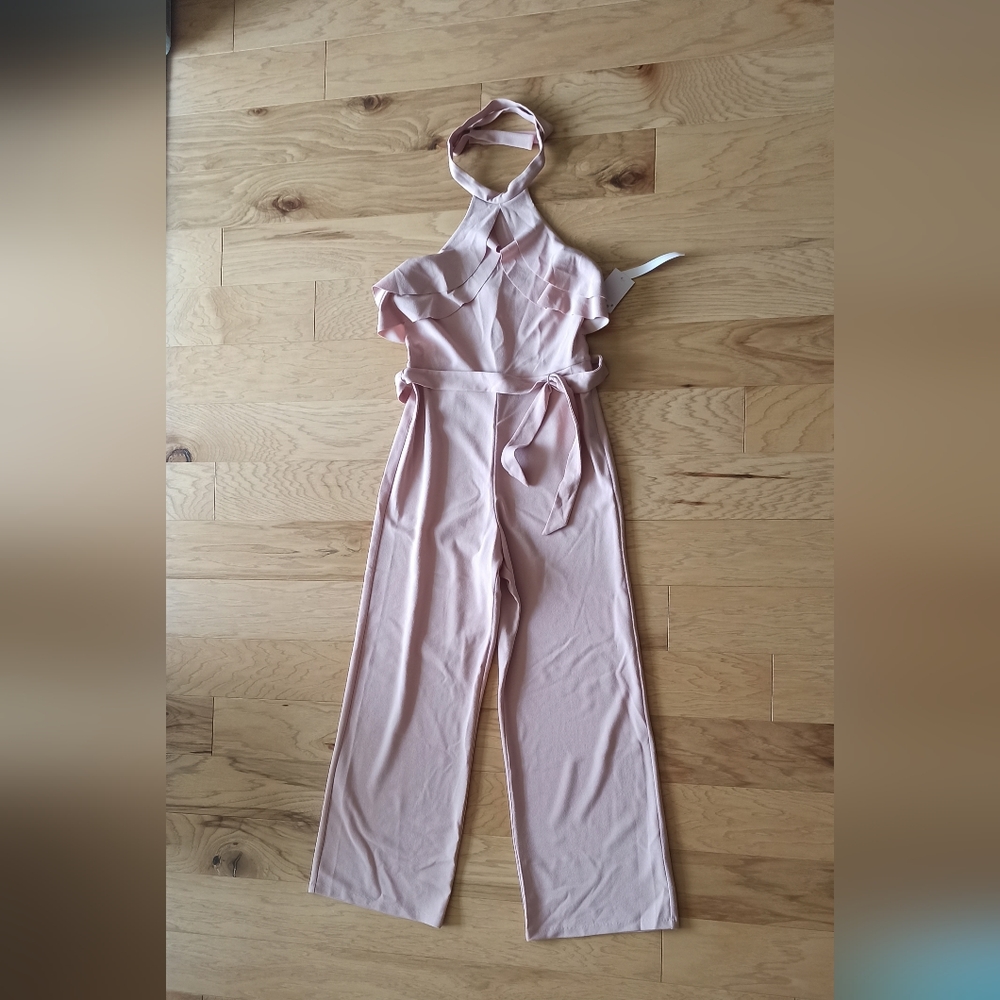 NWT Avec Les Filles Pink Halter Ruffled Romper - SIZE 12